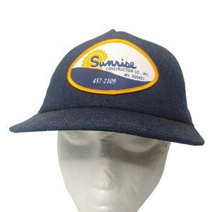 Vintage Sunrise Construction West Virginia Cap Snap Back Blue Denim Logo Hat